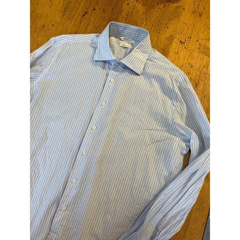 Suitsupply Slim Fit 16.5 Egyptian Cotton Albini Stripe Dress Shirt Blue White